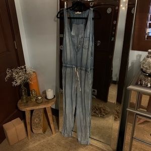 Chambray love stitch casual jumpsuit